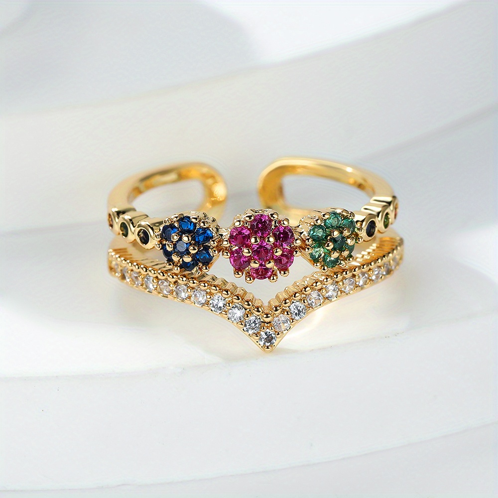 Royal Style Zirconia Double Layer Cuff Ring